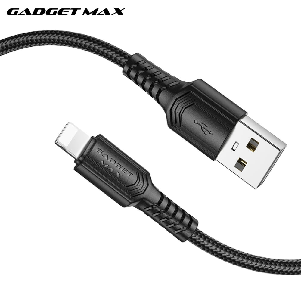 GADGET MAX - GX29 Woven Series USB To Lightning Charging Data Cable (2.4A) - Black