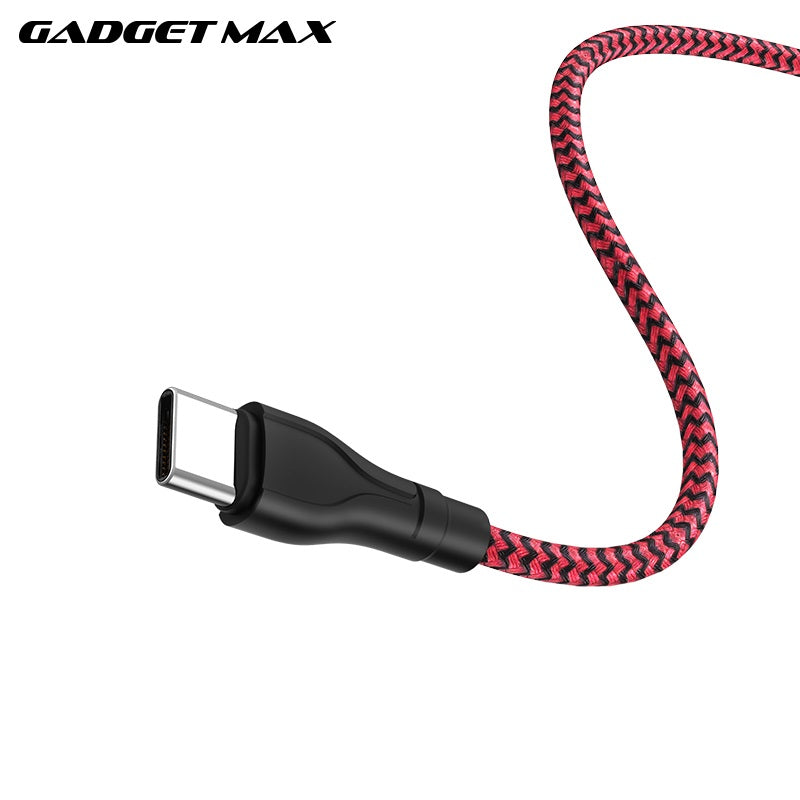 GADGET MAX GX02 TYPE-C  3A CHARGING DATA CABLE FOR TYPE-C (3A)(1M) - BLACK WHITE