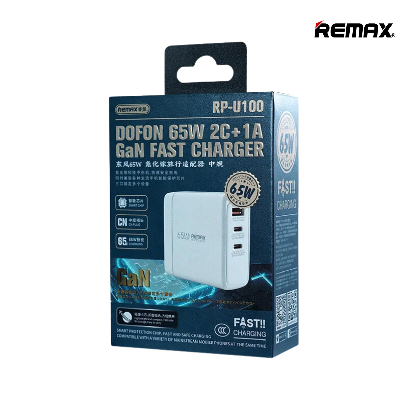 REMAX RP-U100 DOFON SERIES 65W 2C+1A GAN FAST CHARGER (65W)