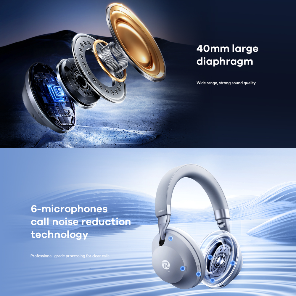 REMAX RB-950HB Binzchi Series Active Noise Cancelling Music Wireless Headphones(Blue)