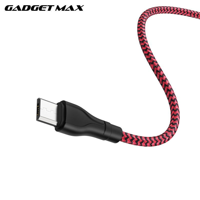 GADGET MAX GX02 MICRO 3A CHARGING DATA CABLE FOR MICRO (3A)(1M) - BLACK RED