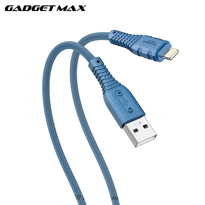 GADGET MAX GX07 IPH 2.4A NANO SILICONE CHARGING DATA CABLE FOR IPH (2.4A)(1M) - BLUE