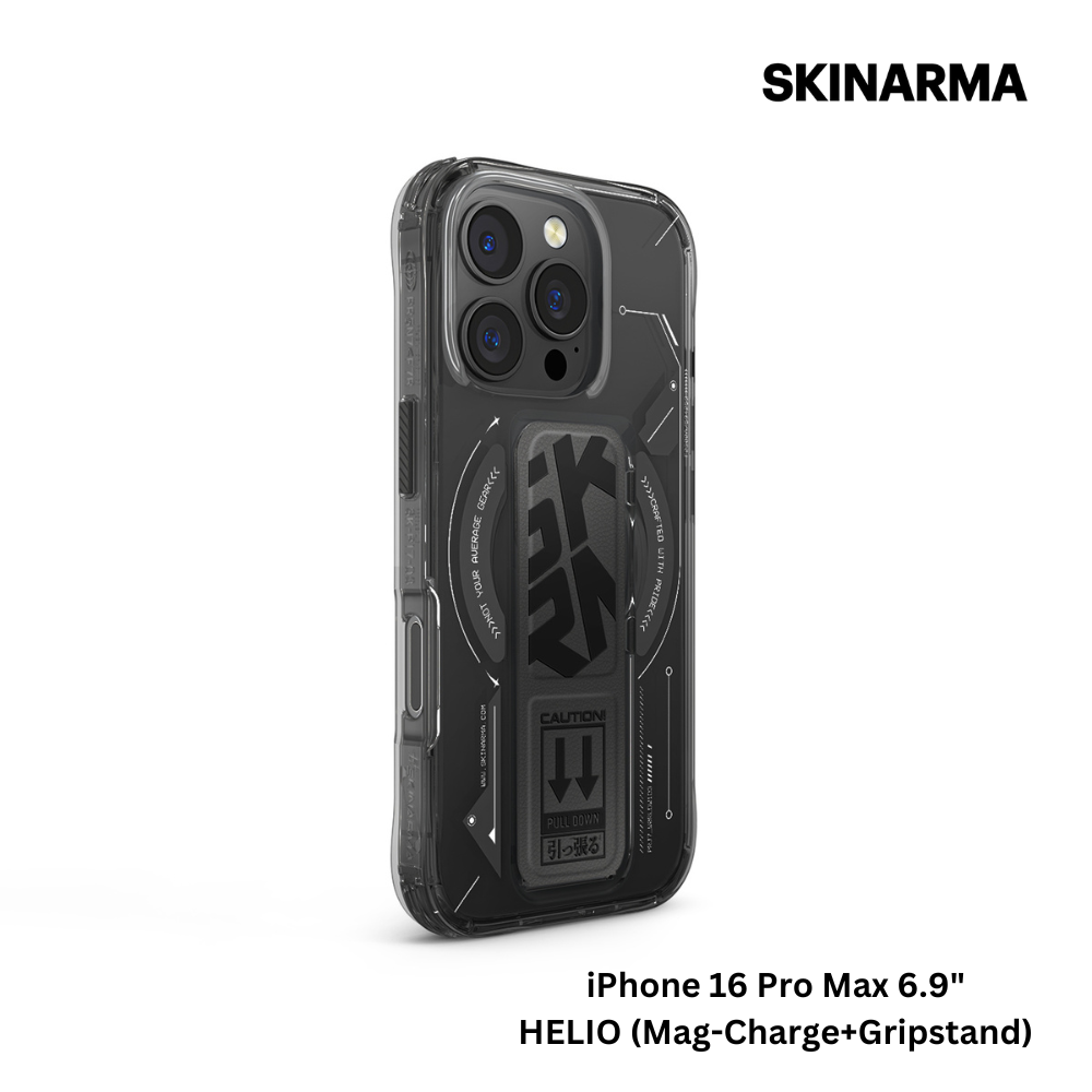 Skinarma iPhone 16 Pro Max 6.9" Helio (Mag-Charge+Gripstand) Case - Black