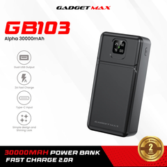 GADGET MAX - GB103 Alpha Series 30000mAh Power Bank - Black