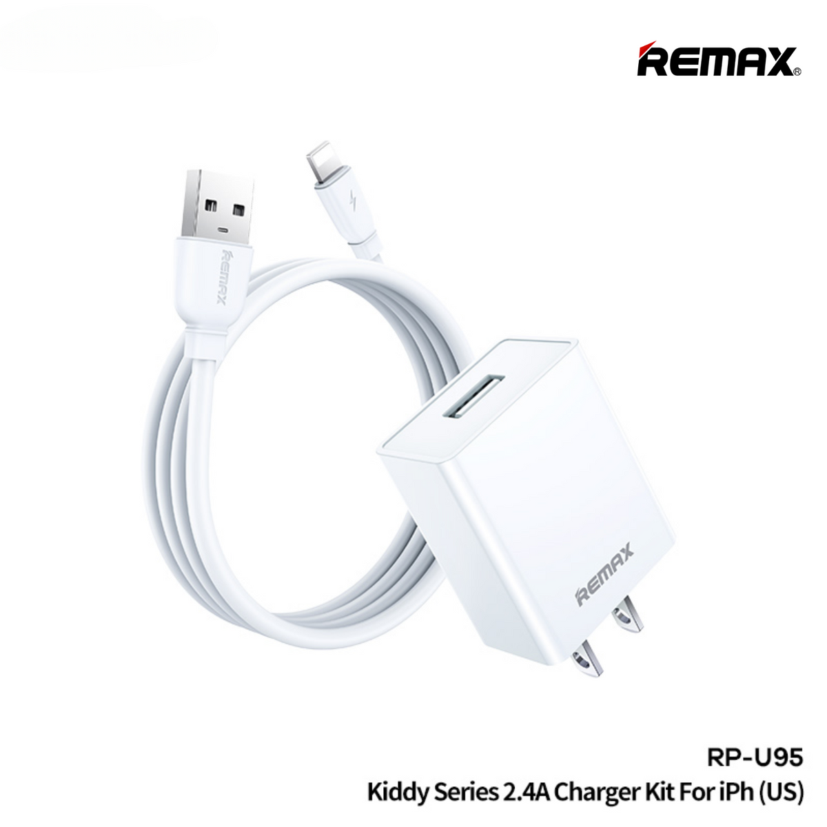 REMAX RP-U95 (LIGHTIING) KIDDY SERIES 2.4A TRAVEL CHARGER SET (1M)