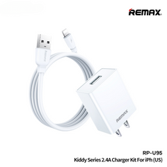 REMAX RP-U95 (LIGHTIING) KIDDY SERIES 2.4A TRAVEL CHARGER SET (1M)