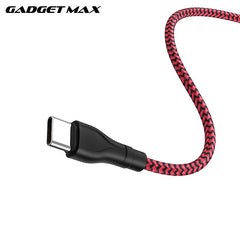 GADGET MAX GX02 TYPE-C  3A CHARGING DATA CABLE FOR TYPE-C (3A)(1M) - BLACK RED