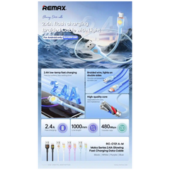 REMAX RC-C121 MOKA Series 2.4A Fast Charging Data Cable For Micro(1M)(Blue)