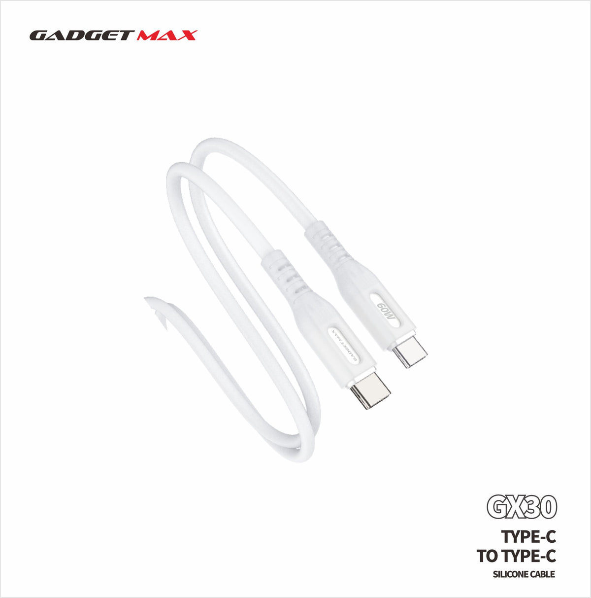 GADGET MAX - GX30 C-C Nano Series Type-C To Type-C PD Fast Charging Data Cable ( 60W ) - White