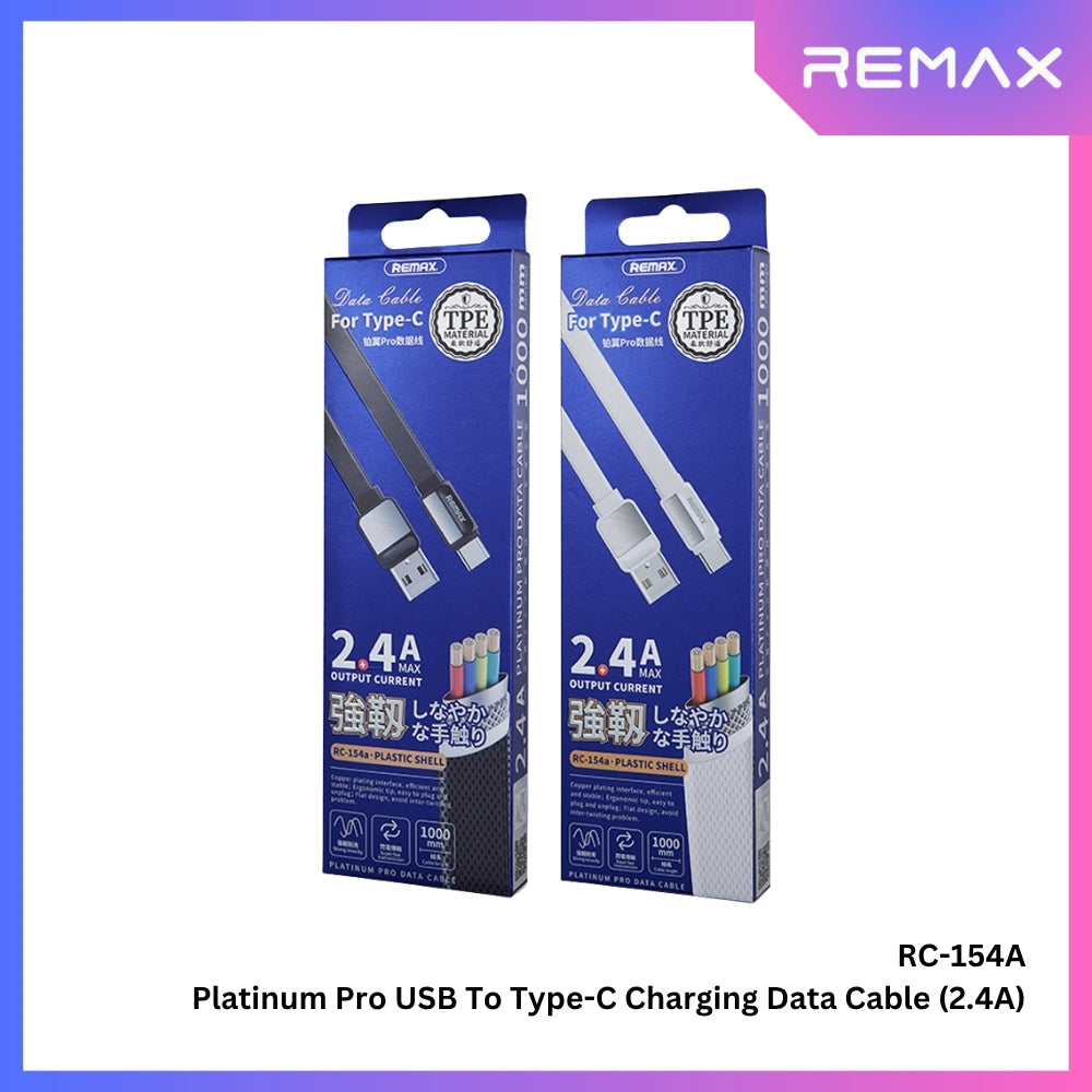 REMAX RC-154A Platinum Pro Series USB to Type-C Charging Data Cable (2.4A) - Black