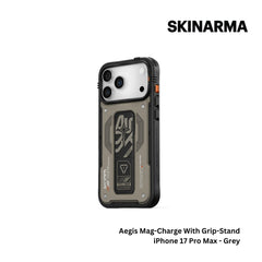 Skinarma - Aegis Magsafe Case With Grip Stand For iPhone 17 Pro Max - Grey