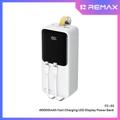 REMAX - FC-33 40000mAh Cynlle Series 22.5W Fast Charging Cabled Power Bank - White