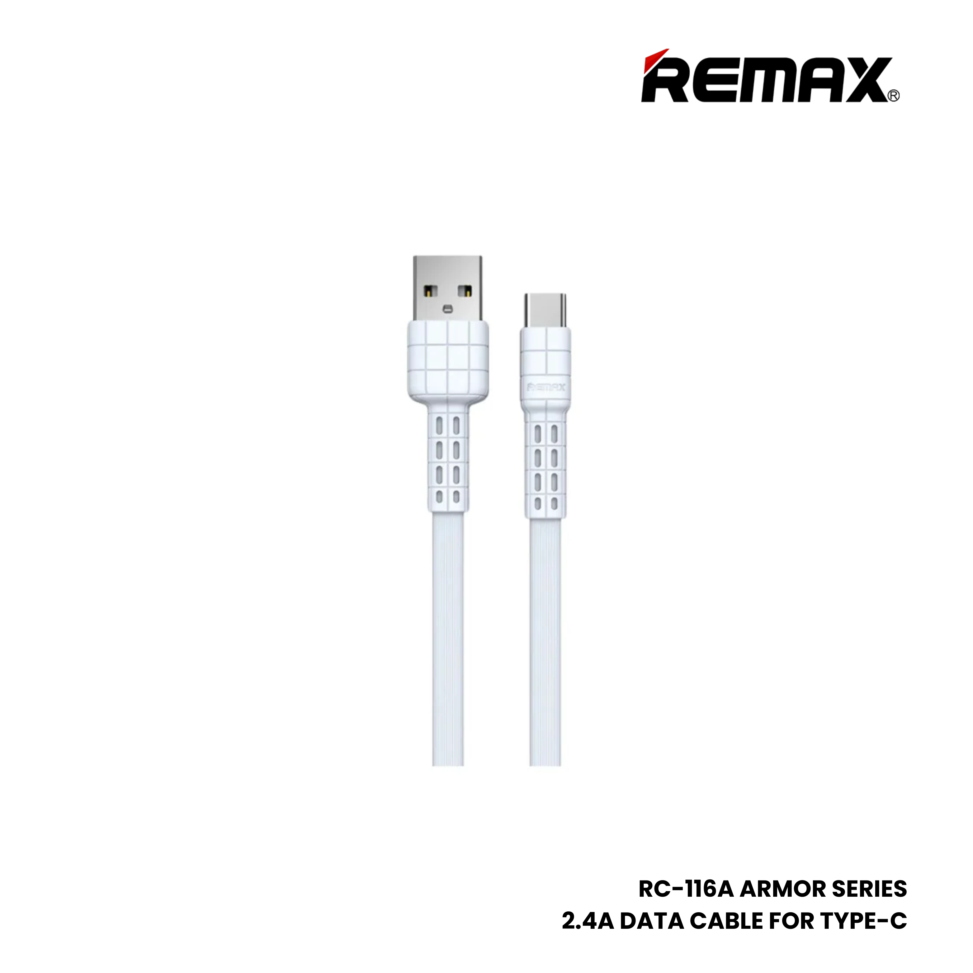 2.4A ( Type-C )-REMAX RC-116A Armor Series 2.4A USB to Type-C Charging Data Cable - Blue