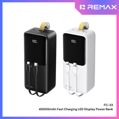 REMAX - FC-33 40000mAh Cynlle Series 22.5W Fast Charging Cabled Power Bank - White
