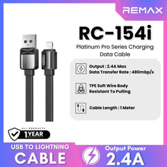 REMAX RC-154i Platinum Pro Series USB to Lightning Charging Data Cable (2.4A) - Black