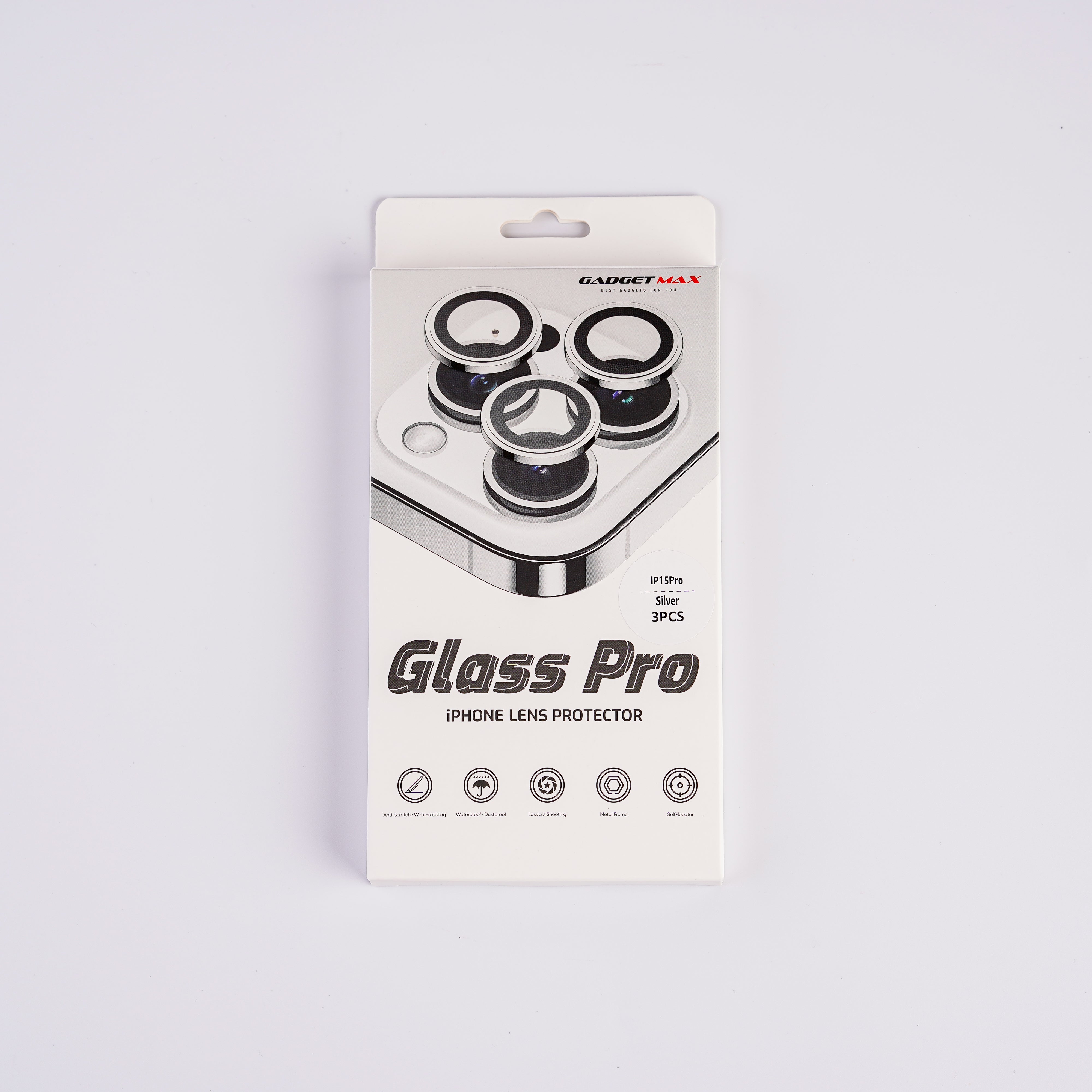GADGET MAX IPH 15 PRO 6.1"/ 15 PRO MAX 6.7"GLASS PRO LENS PROTECTOR (ORIGINAL / METAL FRAME)(COLORFUL) (3PCS)
