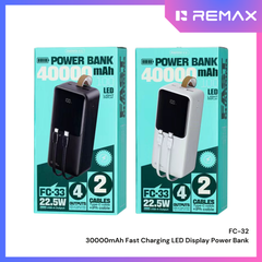 REMAX - FC-33 40000mAh Cynlle Series 22.5W Fast Charging Cabled Power Bank - White