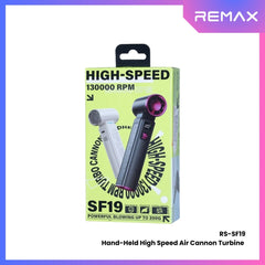 REMAX - RS-SF19 Hand-Held High-Speed 130,000 RPM Turbine Air Cannon Handheld Fan - White