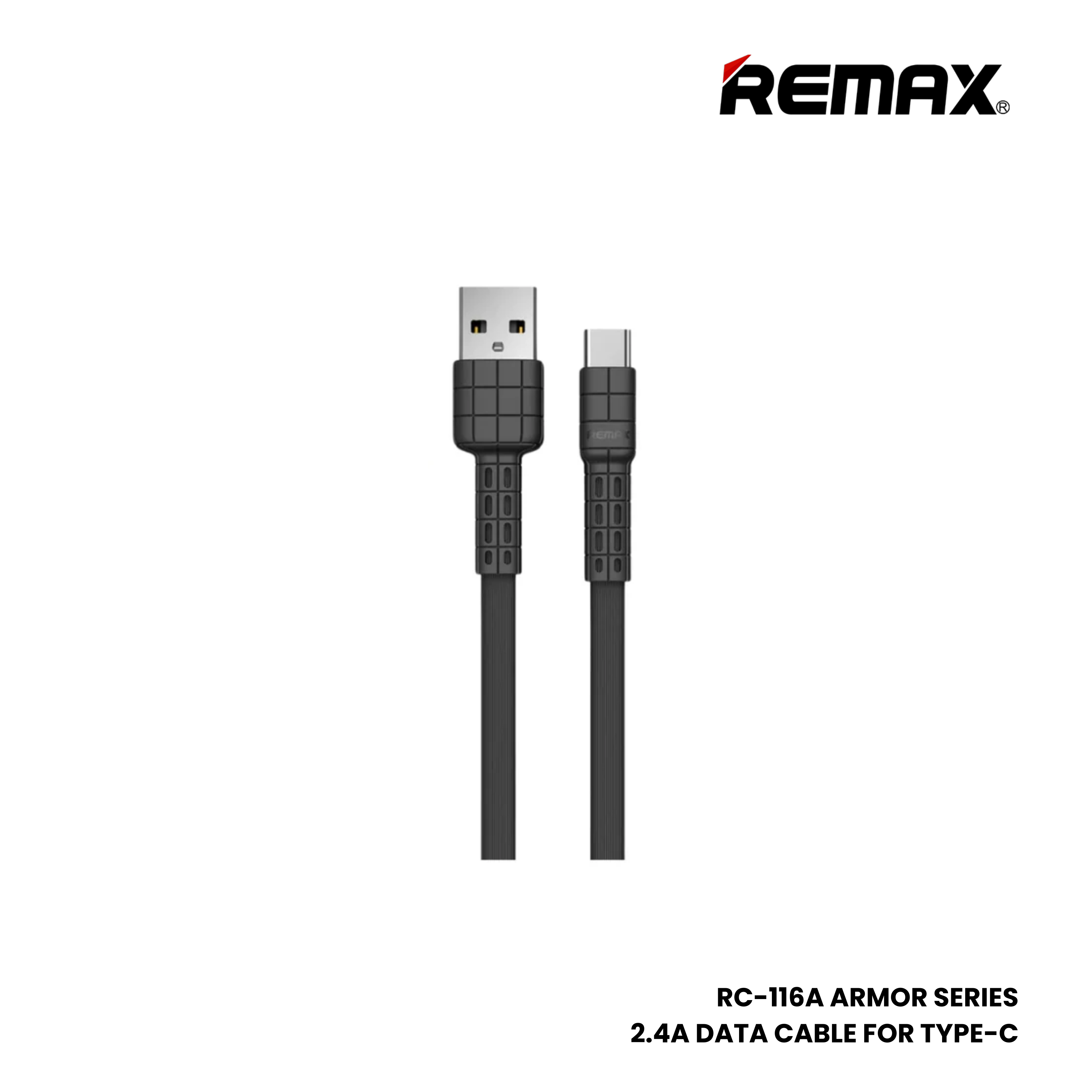 2.4A ( Type-C )-REMAX RC-116A Armor Series 2.4A USB to Type-C Charging Data Cable - Blue