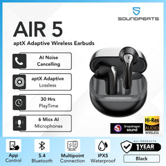 SOUNDPEATS - AIR 5 aptX Adaptive Lossless Bluetooth Wireless Earbuds - Black