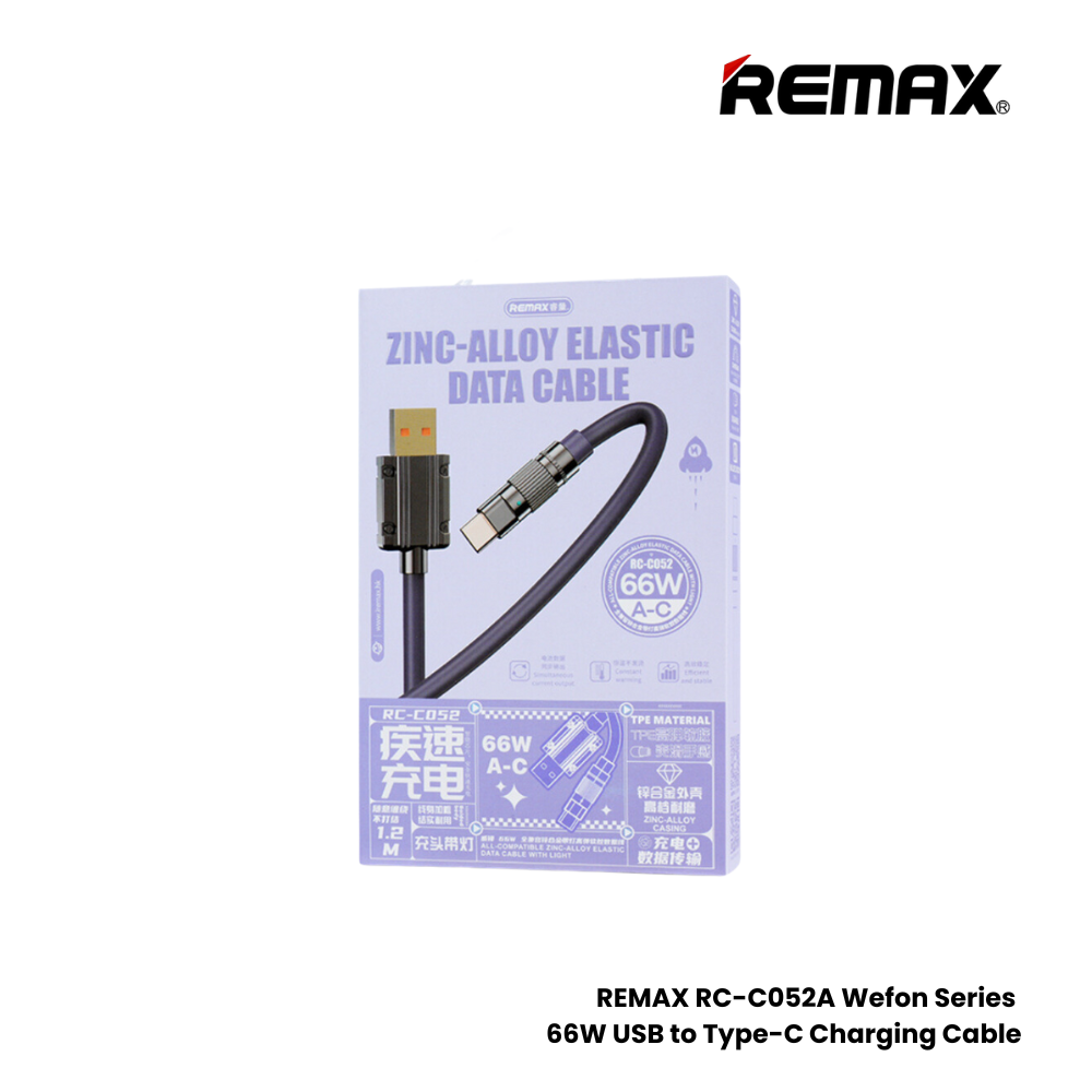 66W ( Type-C )-REMAX RC-C052A Wefon Series 66W USB to Type-C Fast Charging Data Cable- Purple