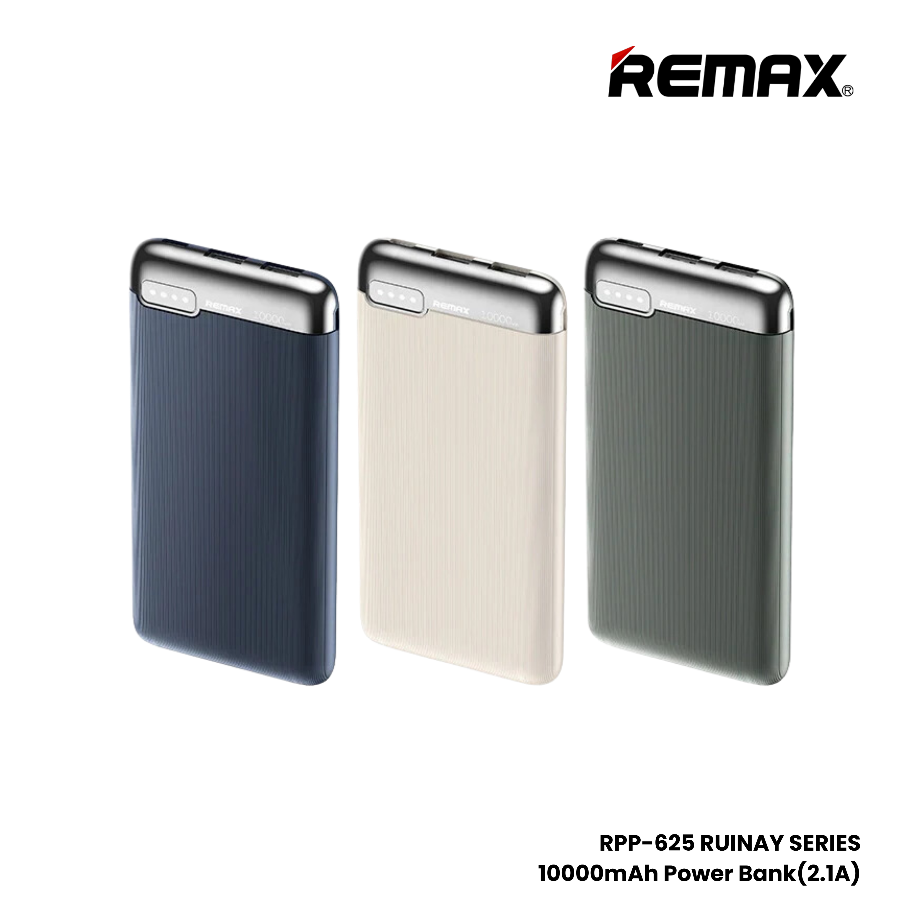 REMAX RPP-625 Ruinay Series 10000mAh Fast Charging Power Bank(2.1A) - Blue