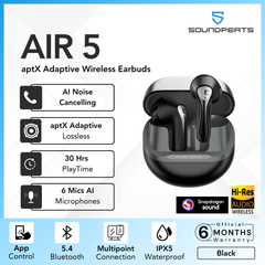 SOUNDPEATS - AIR 5 aptX Adaptive Lossless Bluetooth Wireless Earbuds - Black