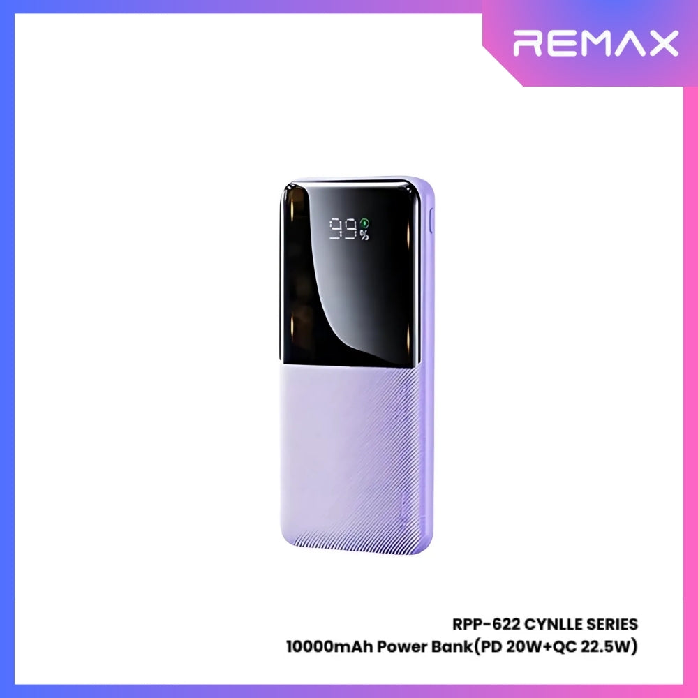 REMAX RPP-622 Cynlle Series 10000mAh PD+QC Fast Charging Power Bank(PD 20W+QC 22.5W) - Purple