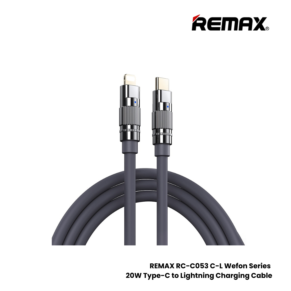 20W ( C to Lightning )-REMAX RC-C053 C-L Wefon Series 20W Type-C to Lightning Fast Charging Data Cable - Grey