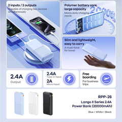 REMAX RPP-26 Lango 2 Series 20000mAh Fast Charging Power Bank(2.4A) - White