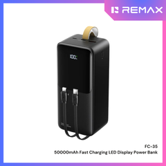 REMAX - FC-35 50000mAh Cynlle Series 22.5W Fast Charging Cabled Power Bank - Black