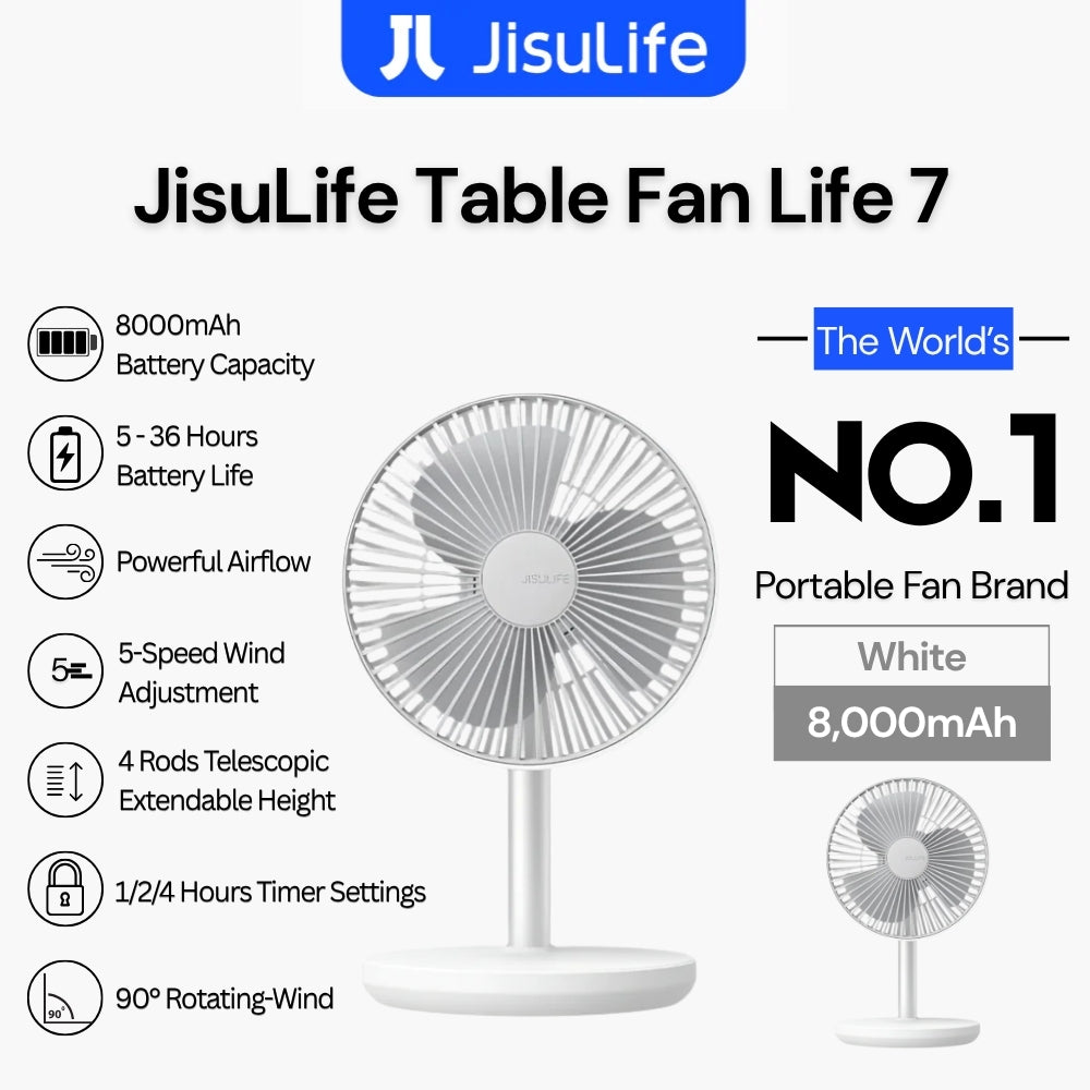 JisuLife - Table Fan Life 7 ( 8,000mAh ) - White