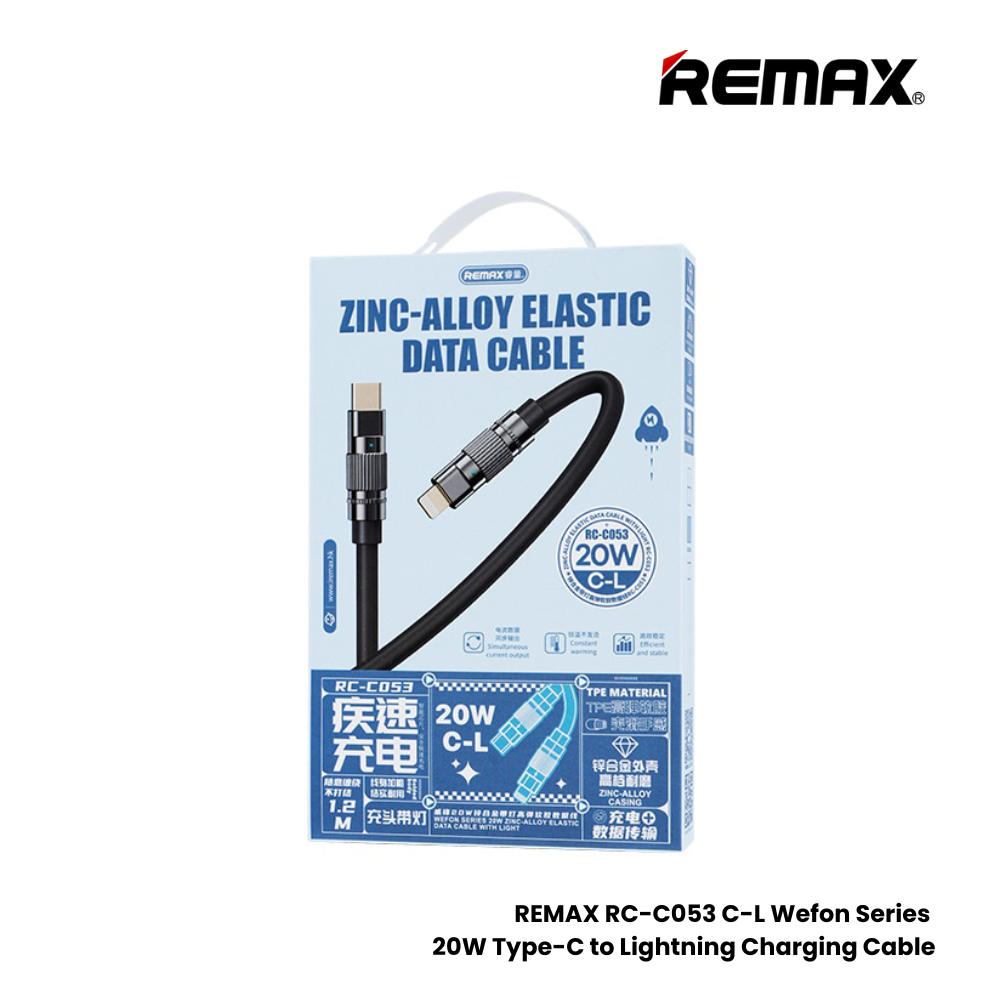 20W ( C to Lightning )-REMAX RC-C053 C-L Wefon Series 20W Type-C to Lightning Fast Charging Data Cable - Grey