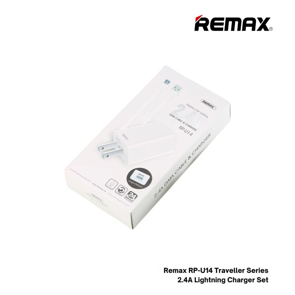 REMAX RP-U14 Traveller Series 2.4A Lightning Charger Set (1 USB) - White