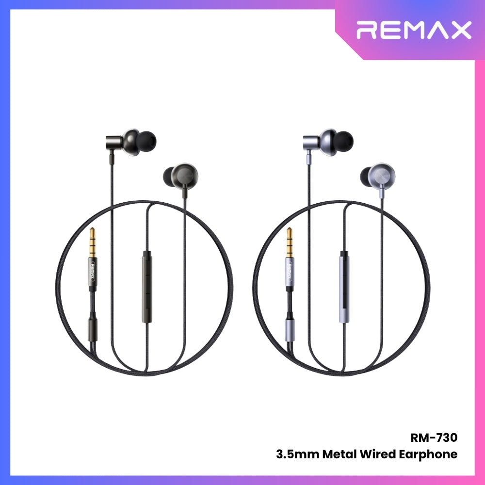 REMAX - RM-730 3.5mm Metal Wired Earphone - Tarnish