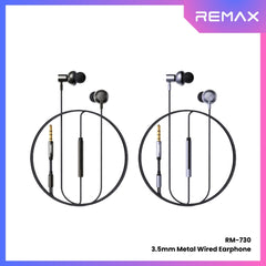 REMAX - RM-730 3.5mm Metal Wired Earphone - Tarnish