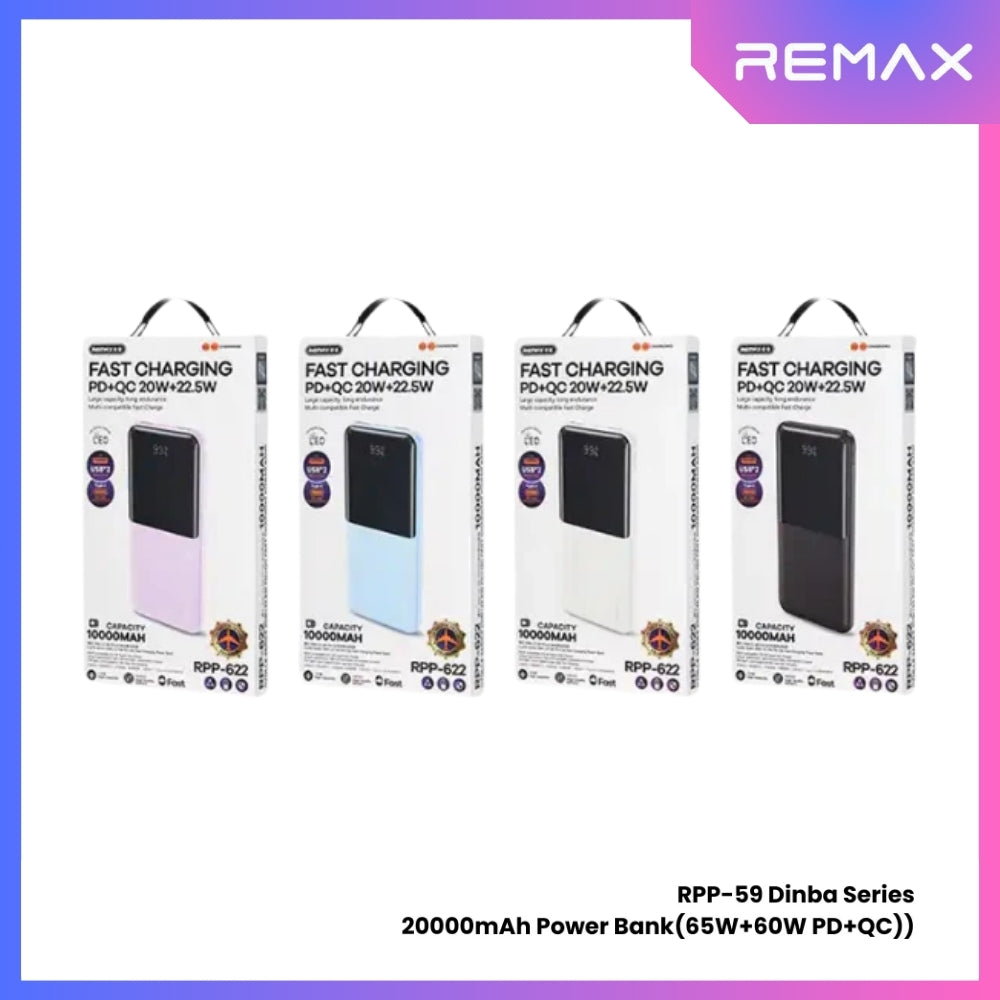 REMAX RPP-622 Cynlle Series 10000mAh PD+QC Fast Charging Power Bank(PD 20W+QC 22.5W) - Purple