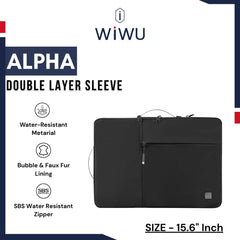 WIWU - Alpha Double Layer Sleeve ( 15.6" ) - Black