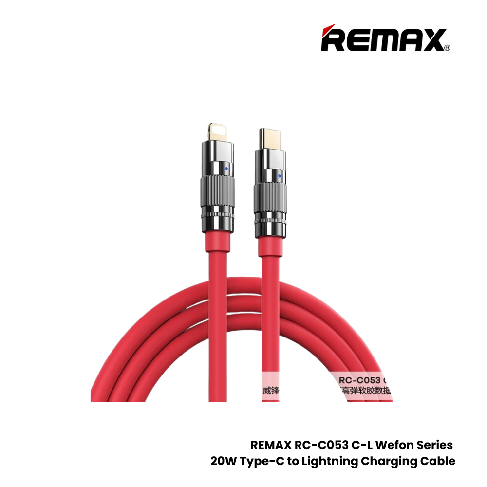 20W ( C to Lightning )-REMAX RC-C053 C-L Wefon Series 20W Type-C to Lightning Fast Charging Data Cable - Red