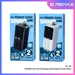 REMAX - FC-35 50000mAh Cynlle Series 22.5W Fast Charging Cabled Power Bank - Black