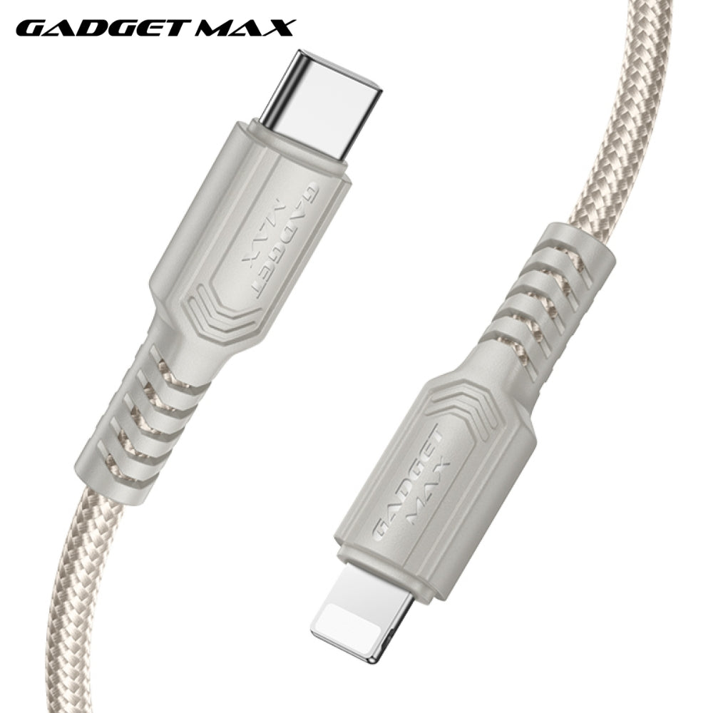 GADGET MAX - GX29 C-L Woven Series Type-C To Lightning Fast Charging Data Cable (27W) - Grey