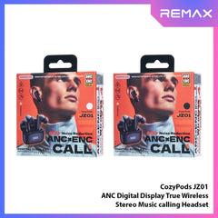 REMAX - COZYPODS JZ01 ANC Digital Display Bluetooth Wireless Earbuds - Black