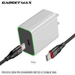 GADGET MAX - PD101S 20W PD Type-C Charger Set - Grey