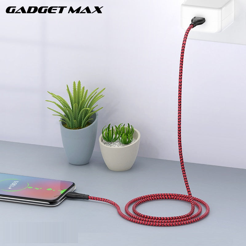 GADGET MAX GX02 MICRO 3A CHARGING DATA CABLE FOR MICRO (3A)(1M) - BLACK RED