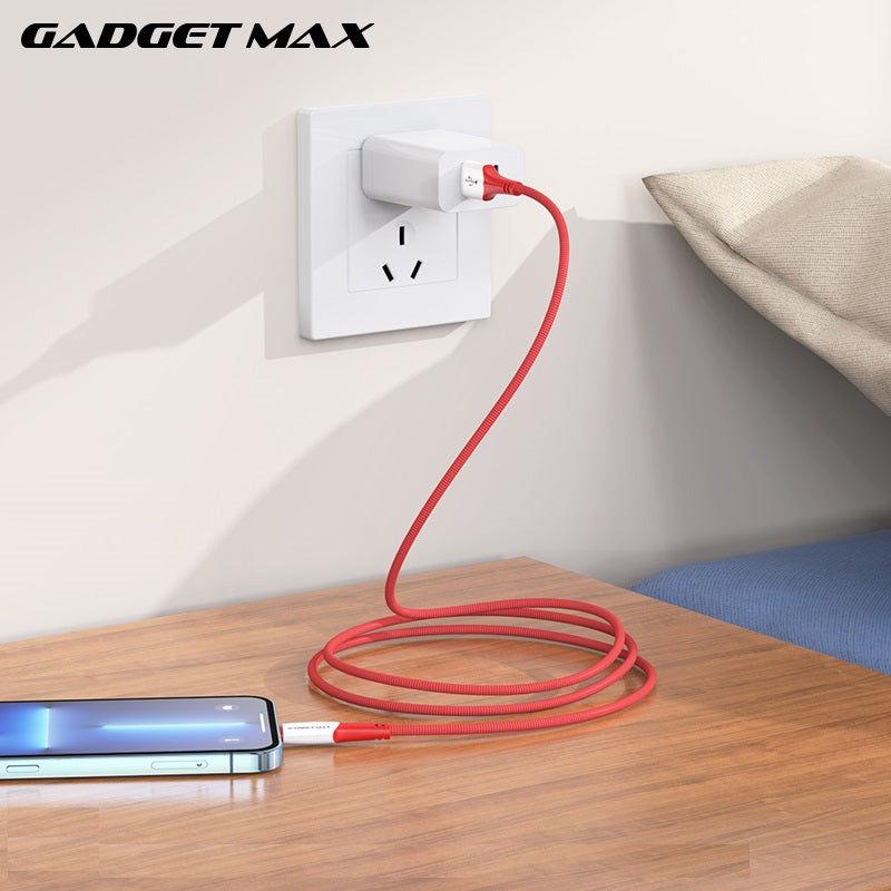 GADGET MAX GX06 IPH 2.4A FAST CHARGING EXQUISITE & PRACTICAL DATA CABLE FOR IPH (2.4A)(1M) - RED