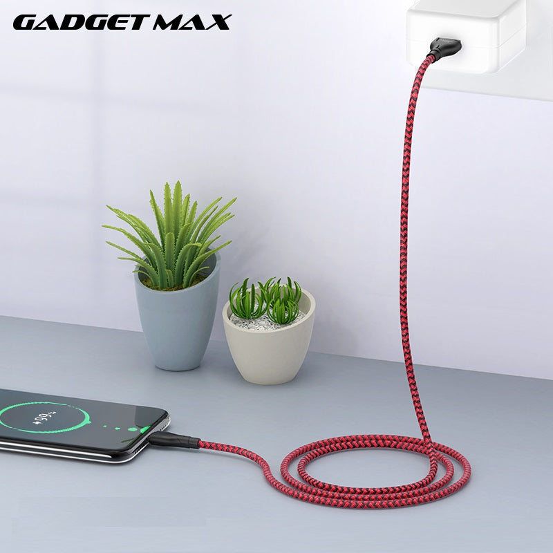 GADGET MAX GX02 TYPE-C  3A CHARGING DATA CABLE FOR TYPE-C (3A)(1M) - BLACK RED