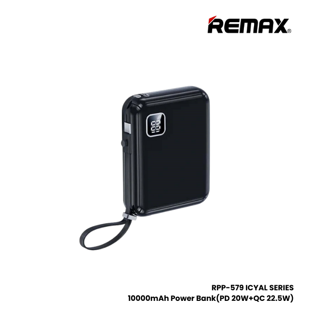 REMAX RPP-579 Icyal Series 10000mAh PD+QC Fast Charging Power Bank(PD 20W+QC 22.5W) - Black