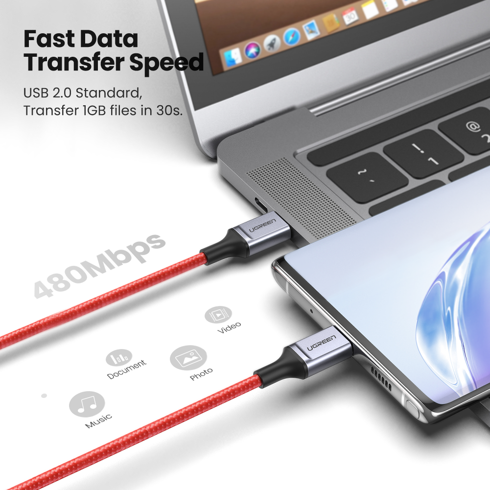 UGREEN OFFICIAL US294 60W USB C to C Fast Charging Cable 1M - Red