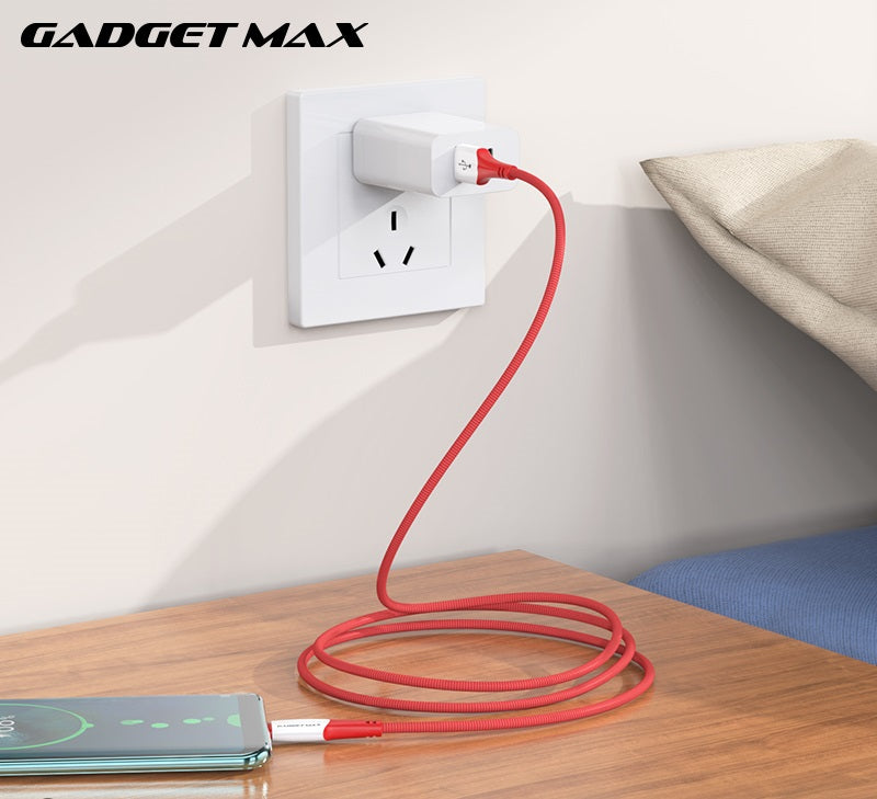 GADGET MAX GX06 TYPE-C  2.4A FAST CHARGING EXQUISITE & PRACTICAL DATA CABLE FOR TYPE-C (2.4A)(1M) - RED