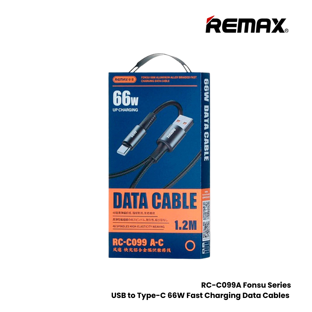 66W ( Type-C )-REMAX RC-C099A Fonsu Series 66W USB to Type-C Fast Charging Data Cable - White